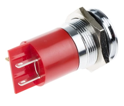 Product image for 22mm red LED bright chrome,24-36Vdc