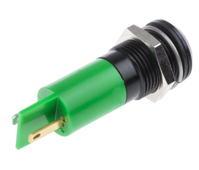 Product image for 14mm green LED black chrome,12Vac/dc