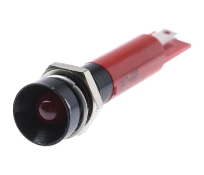 Product image for 8mm red flash LED blk chr recessed,24Vdc