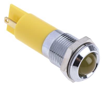 Product image for 14mm yellow LED satin chrome,24Vdc