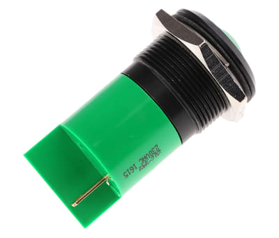 Product image for 22mm green LED black chrome,230Vac