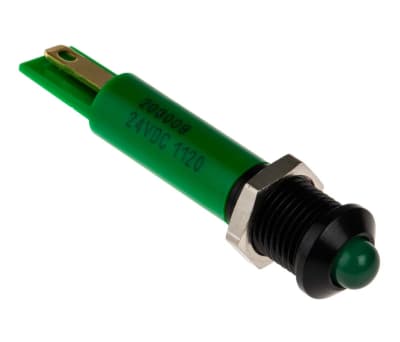 Product image for 8mm green LED black chr prominent,24Vdc