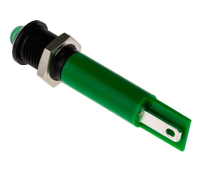Product image for 8mm green LED black chr prominent,24Vdc