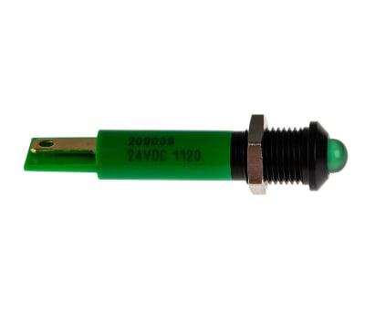 Product image for 8mm green LED black chr prominent,24Vdc