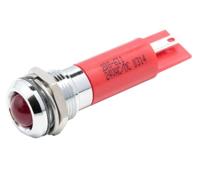 Product image for 12mm red LED bright satin chr,24Vac/dc