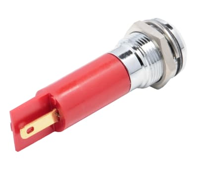 Product image for 12mm red LED bright satin chr,24Vac/dc