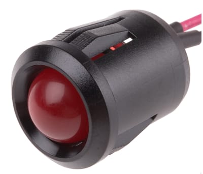 Product image for 14mm redflashing LED black plastic,24Vdc