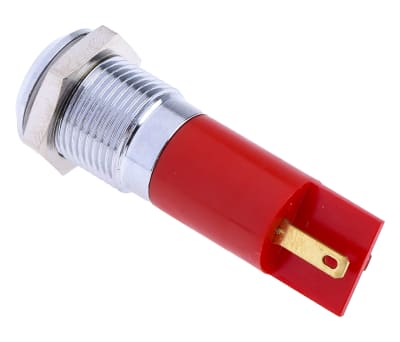 Product image for 14mm red LED satin chrome,24-36Vdc