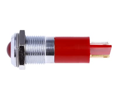 Product image for 14mm red LED satin chrome,24-36Vdc