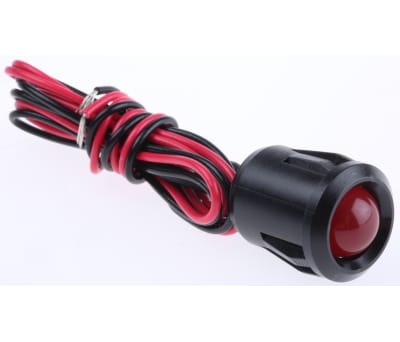 Product image for 14mm HE red LED black plastic,12Vdc