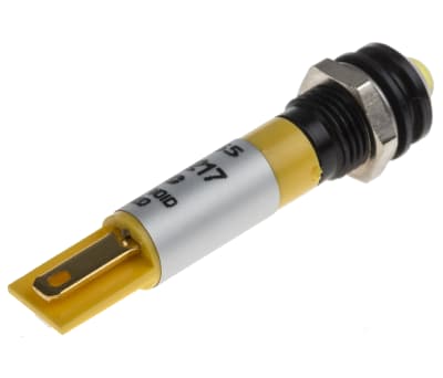 Product image for 8mm yellow LED blk chr prominent,230Vac