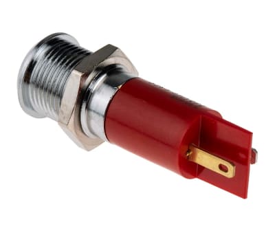 Product image for 14mm IP67 red LED satin chrome,230Vac