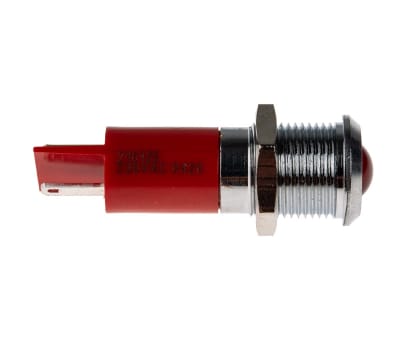 Product image for 14mm IP67 red LED satin chrome,230Vac