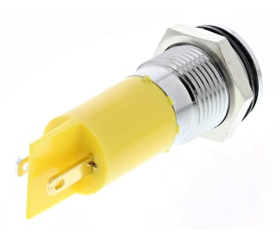 Product image for 14mm IP67 yellow LED satin chrome,230Vac