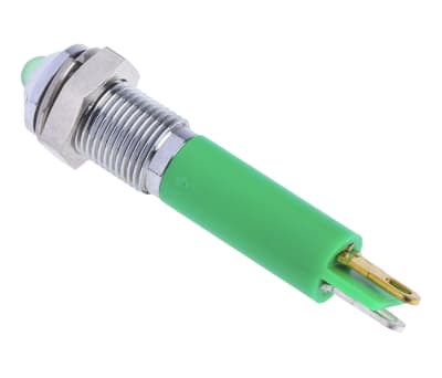 Product image for 6mm green LED satin chr prominent,12Vdc