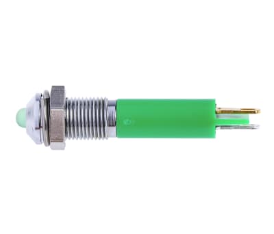 Product image for 6mm green LED satin chr prominent,12Vdc