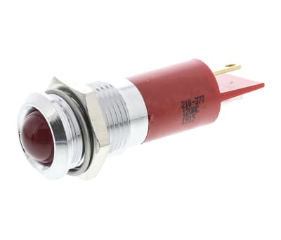 Product image for 14mm red LED satin chrome,12Vac