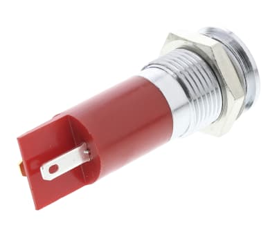 Product image for 14mm red LED satin chrome,12Vac