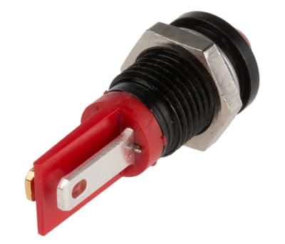 Product image for 8mm HE red LED black chrome prominent