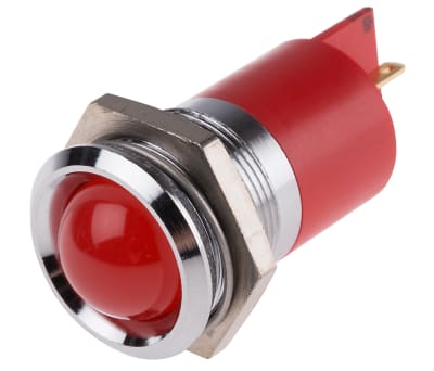 Product image for 22mm red LED satin chrome,12Vac