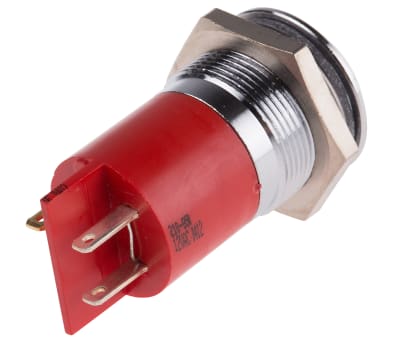 Product image for 22mm red LED satin chrome,12Vac