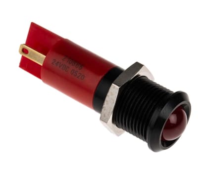 Product image for 14mm HE red LED black chrome,24Vdc