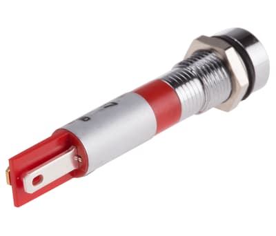 Product image for 8mm HE red LED satin chr recessed,110Vac