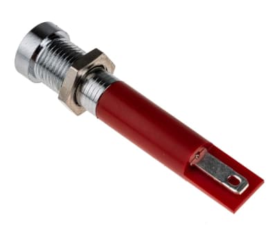 Product image for 8mm HE red LED satin chr recessed,12Vdc