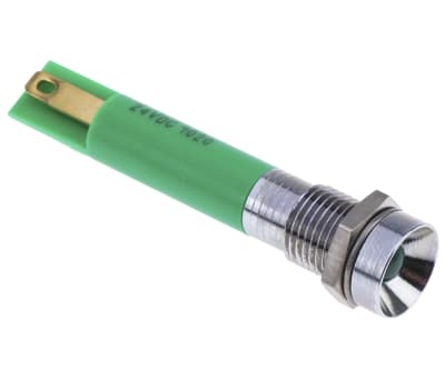 Product image for 8mm green LED satin chr recessed,24Vdc