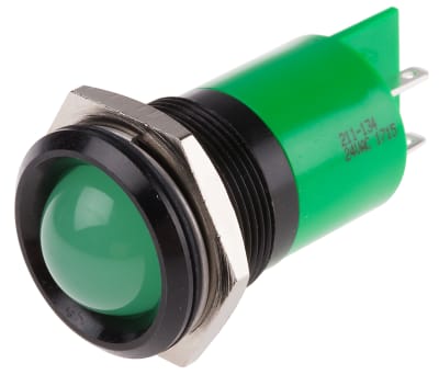 Product image for 22mm green LED black chrome,24Vac