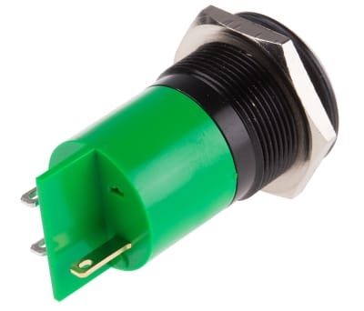 Product image for 22mm green LED black chrome,24Vac