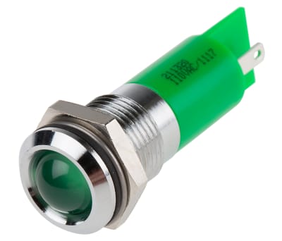 Product image for 14.5mm green neon panel indicator,110Vac