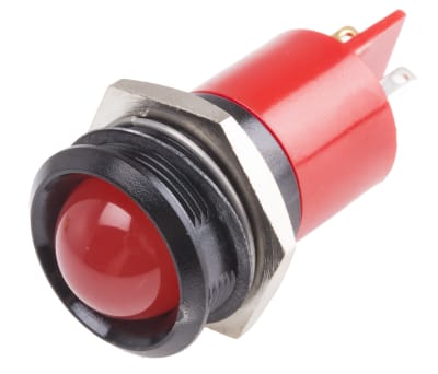 Product image for 22mm red LED round lens blk plastic,24V
