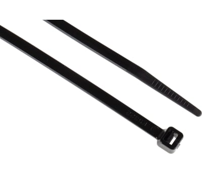 Product image for Black cable tie, 203x4.6mm, pack 100