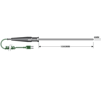 Product image for Temperature probe, type K, 6 x 1000mm