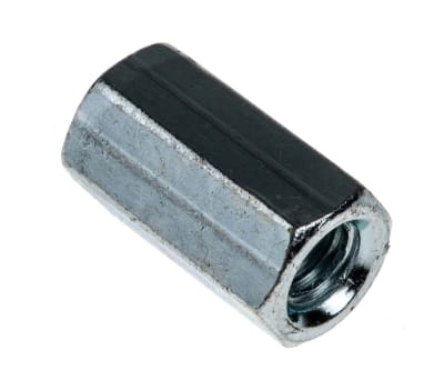 Product image for ZnPt steel hex connecting nut,M6x18mm