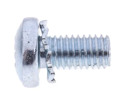 Product image for RS PRO M5 x 10mm Zinc Plated Steel Pan Head Sems Screw, External Tooth Washer