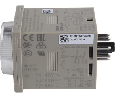 Product image for Omron Multi Function Timer Relay, Flicker ON Start, Interval, ON Delay, One Shot, 12 → 48 V dc, 24 → 48 V