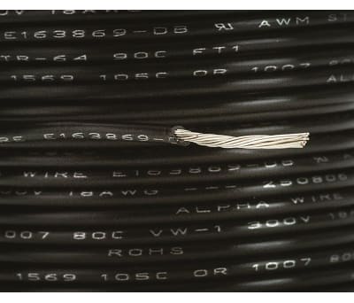 Product image for Wire 18 AWG PVC 300V UL1007 Black 30m