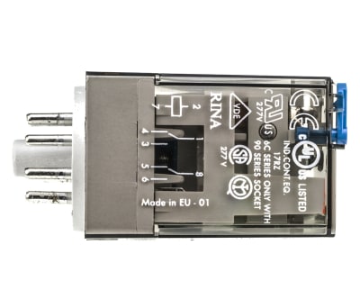 Product image for DPDT RELAY W/TEST BUTTON,10A 48VDC COIL