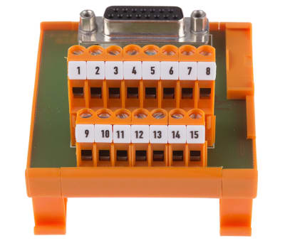 Product image for 15 way D socket DIN rail terminal