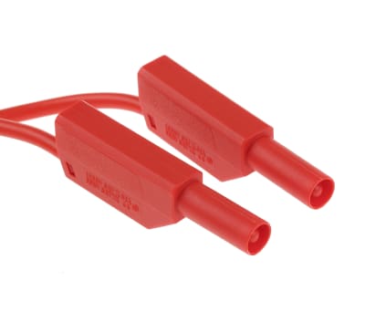 Product image for Red PVC shrouded stackable plug lead