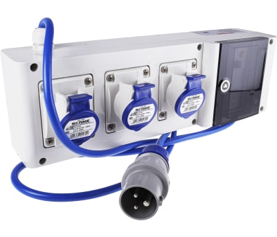 Product image for Blue 2P+E RCD protected socket,16A 230V