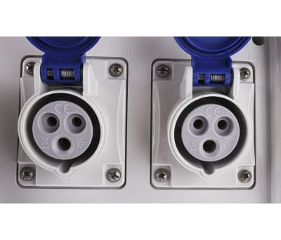 Product image for Blue 2P+E RCD protected socket,16A 230V