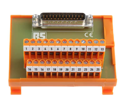 Product image for 25 way D plug DIN rail terminal