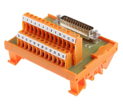 Product image for 25 way D plug DIN rail terminal