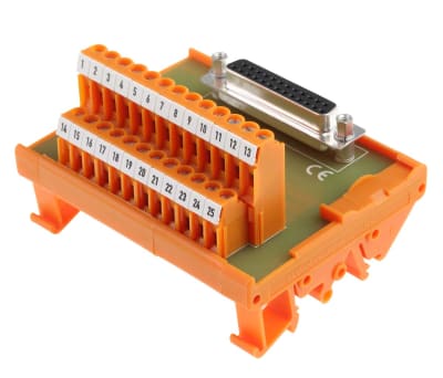 Product image for 25 way D socket DIN rail terminal