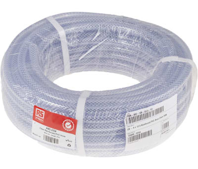 Product image for Reinforced PVC hose,Clear 25m L 8mm ID