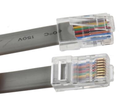 Product image for Grey 8 way wired patch lead w/plug,3m