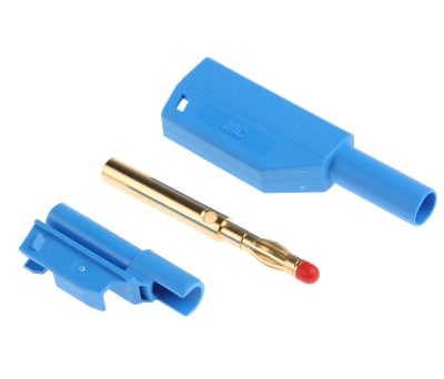 Product image for Blue shrouded stackable plug,4mm